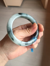 Load image into Gallery viewer, 54mm Certified Type A 100% Natural icy watery dark green/white//black Jadeite Jade bangle BM7-8579
