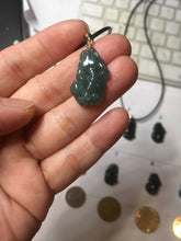 Load image into Gallery viewer, 100% Natural Type A Blue Green Gray Black 3D Pixiu (貔貅) Feng Shui Wealth Attractor Guatemala Jadeite Pendant Group Necklace PH222
