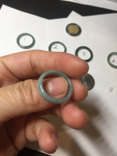 Load image into Gallery viewer, 17.1mm 6 3/4 100% natural type A icy watery green/blue icy watery Guatemala jadeite jade band ring group BP80
