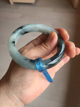 Load image into Gallery viewer, 54mm Certified Type A 100% Natural icy watery dark green/white//black Jadeite Jade bangle BM7-8579
