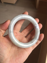 Load image into Gallery viewer, 56.4mm certified 100% natural Type A white black gray chubby round cut jadeite jade bangle PE1-5840

