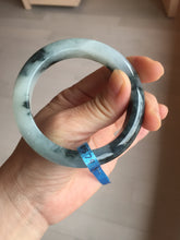 Load image into Gallery viewer, 54mm Certified Type A 100% Natural icy watery dark green/white//black Jadeite Jade bangle BM7-8579
