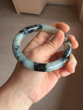 Load image into Gallery viewer, 58mm 100% Natural type A icy watery green dark carved flowers golden-painted round cut Jadeite Jade bangle PH76-5856
