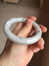 Load image into Gallery viewer, 56.4mm certified 100% natural Type A white black gray chubby round cut jadeite jade bangle PE1-5840
