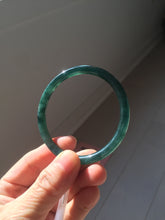 Load image into Gallery viewer, 55.5mm Certified Type A 100% Natural dark green/blue/gray/black Guatemala slim round cut Jadeite bangle AZ168-3455
