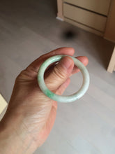 Load image into Gallery viewer, 35-38mm Type A 100% Natural sunny green/white Jadeite Jade kids bangle /scarf button group BF100

