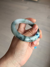 Load image into Gallery viewer, 54.3mm Certified Type A 100% Natural icy watery dark green/white//black Jadeite Jade bangle BM8-8573
