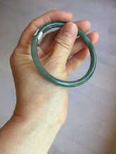 Load image into Gallery viewer, 56.5mm Certified Type A 100% Natural icy watery green/blue/black/gray slim round cut Guatemala Jadeite bangle PC67-7027
