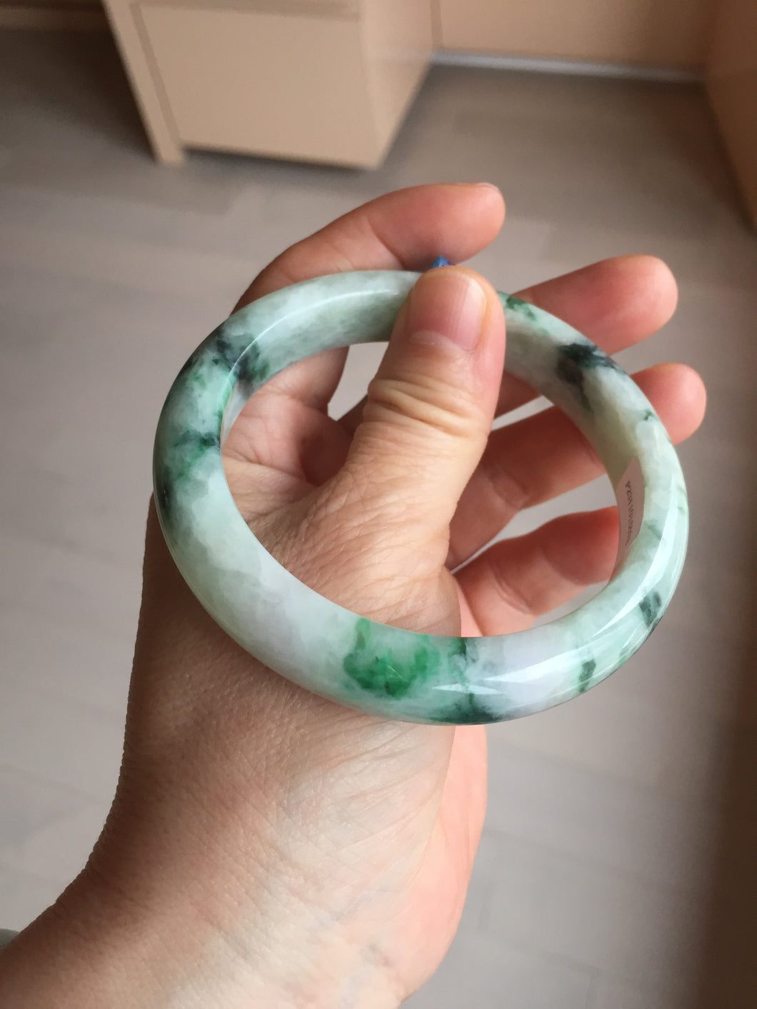 59mm 100% natural Type A sunny green purple jadeite jade bangle BM74