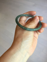 Load image into Gallery viewer, 56.5mm Certified Type A 100% Natural icy watery green/blue/black/gray slim round cut Guatemala Jadeite bangle PC67-7027
