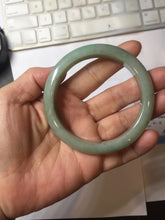 Load image into Gallery viewer, 57.3mm Certified Type A 100% Natural Oily Dark Green Gray Black(油青) Jadeite Jade Bangle PE111-7152
