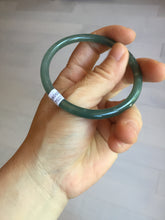 Load image into Gallery viewer, 56.5mm Certified Type A 100% Natural icy watery green/blue/black/gray slim round cut Guatemala Jadeite bangle PC67-7027
