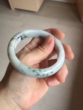 Load image into Gallery viewer, 56.3mm certified 100% natural Type A dark green/purple/white with green floating flowers jadeite jade bangle PB231-2823

