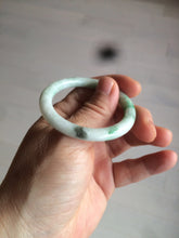 Load image into Gallery viewer, 35-38mm Type A 100% Natural sunny green/white Jadeite Jade kids bangle /scarf button group BF100
