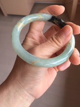 Load image into Gallery viewer, 58.4mm 100% Natural type A icy watery green dark carved flowers golden-painted round cut Jadeite Jade bangle PH74-5863
