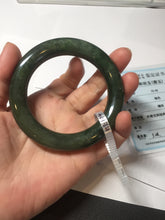 Load image into Gallery viewer, 55mm 100% Natural dark green(碧玉) black round cut nephrite Jade bangle HE104-0127
