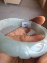 Load image into Gallery viewer, 55.3mm Certified Type A 100% Natural light green with carved Ancient Coin, Auspicious Cloud, and Lingzhi Jadeite Jade bangle PD148-6258
