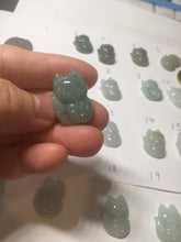 Load image into Gallery viewer, 100% natural type A dark green/light green/white/gray jadeite jade fox pendant necklace PC123
