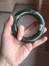 Load image into Gallery viewer, 59.4mm certified 100% Natural dark green/gray/black (nebula dust) chubby round cut nephrite Jade bangle HN56-0876
