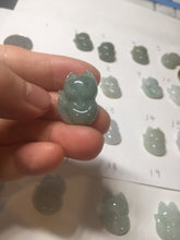 Load image into Gallery viewer, 100% natural type A dark green/light green/white/gray jadeite jade fox pendant necklace PC123
