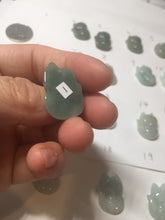 Load image into Gallery viewer, 100% natural type A dark green/light green/white/gray jadeite jade fox pendant necklace PC123
