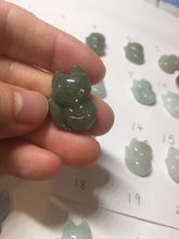 Load image into Gallery viewer, 100% natural type A dark green/light green/white/gray jadeite jade fox pendant necklace PC123
