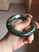 Load image into Gallery viewer, Sold  56mm certified 100% Natural dark green/gray/black (nebula dust) chubby round cut nephrite Jade bangle HN55-0883
