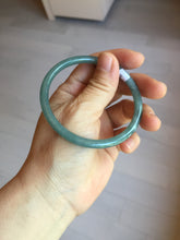 Load image into Gallery viewer, 57.5mm Certified Type A 100% Natural icy watery deep sea dark green/blue/gray/black Guatemala slim round cut Jadeite bangle PC65-7040
