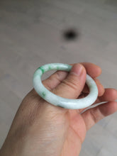 Load image into Gallery viewer, 35-38mm Type A 100% Natural sunny green/white Jadeite Jade kids bangle /scarf button group BF100
