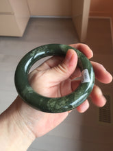 Load image into Gallery viewer, Sold  56mm certified 100% Natural dark green/gray/black (nebula dust) chubby round cut nephrite Jade bangle HN55-0883
