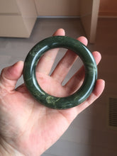 Load image into Gallery viewer, Sold  56mm certified 100% Natural dark green/gray/black (nebula dust) chubby round cut nephrite Jade bangle HN55-0883

