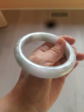 Load image into Gallery viewer, 61.8 mm certified type A 100% Natural light green/white/purple chubby Jadeite Jade bangle BH44-2807
