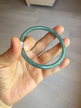 Load image into Gallery viewer, 57.5mm Certified Type A 100% Natural icy watery deep sea dark green/blue/gray/black Guatemala slim round cut Jadeite bangle PC65-7040
