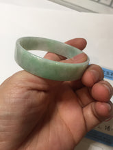 Load image into Gallery viewer, 52mm Certified Type A 100% Natural sunny green white square Jadeite Jade bangle AJ71-1346
