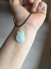 Load image into Gallery viewer, 100% natural type A dark green/light green/white/gray jadeite jade fox pendant necklace PC123
