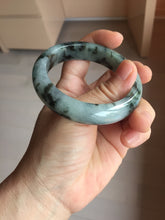 Load image into Gallery viewer, 53.5mm certified 100% natural Type A dark green black white Blooming Ink(水墨花开) jadeite jade bangle PB292-0508
