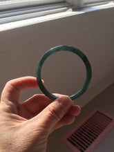 Load image into Gallery viewer, 55mm Certified Type A 100% Natural dark green/blue/gray with Guatemala slim round cut Jadeite bangle PJ94-2434
