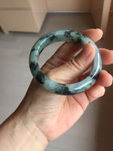 Load image into Gallery viewer, 53.5mm certified 100% natural Type A dark green black white Blooming Ink(水墨花开) jadeite jade bangle PB292-0508
