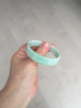 Load image into Gallery viewer, 52mm Certified Type A 100% Natural sunny green white square Jadeite Jade bangle AJ71-1346
