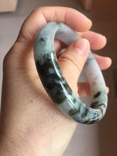 Load image into Gallery viewer, 57.2mm certified 100% natural Type A dark green black purple white Blooming Ink(水墨花开) jadeite jade bangle PB293-0507
