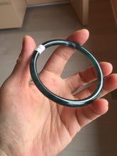 Load image into Gallery viewer, 58mm Certified Type A 100% Natural dark green/blue/gray/black gradient Guatemala slim round cut Jadeite bangle PE88-5516
