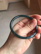 Load image into Gallery viewer, 58mm Certified Type A 100% Natural dark green/blue/gray/black gradient Guatemala slim round cut Jadeite bangle PE88-5516
