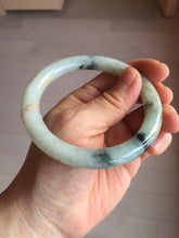 Load image into Gallery viewer, 58mm certified 100% natural type A green with green floating flowers carved flowers golden-painted round cut  jadeite bangle PH149-5865
