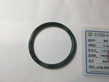 Load image into Gallery viewer, 53mm Certified Type A 100% Natural dark green/blue/gray Guatemala slim round cut Jadeite bangle PJ18-2595
