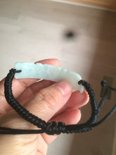 Load image into Gallery viewer, 100% natural type A yellow/white/green carved feather jadeite jade braided adjustable slider bracelet AX39
