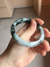 Load image into Gallery viewer, 57.2mm certified 100% natural Type A dark green black purple white Blooming Ink(水墨花开) jadeite jade bangle PB293-0507
