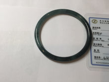 Load image into Gallery viewer, 53mm Certified Type A 100% Natural dark green/blue/gray Guatemala slim round cut Jadeite bangle PJ18-2595
