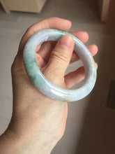 Load image into Gallery viewer, 55.4mm 100% Natural type A green purple white carved flowers and golden-painted Jadeite Jade bangle PB228-0264
