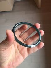 Load image into Gallery viewer, 58mm Certified Type A 100% Natural dark green/blue/gray/black gradient Guatemala slim round cut Jadeite bangle PE88-5516
