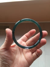 Load image into Gallery viewer, 58mm Certified Type A 100% Natural dark green/blue/gray/black gradient Guatemala slim round cut Jadeite bangle PE88-5516
